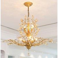 NIVOR Vintage Crystal Chandelier 8-Light K9 Crystal Chandeliers Gold in Metallic Gold
