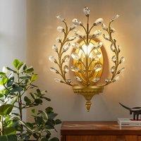 NIVOR 1 light Crystal Steel Flush Mounted Sconce Vanity Wall Lamp Gold in Metallic Gold