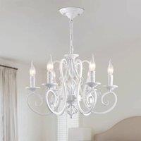 NIVOR French Country Chandelier Farmhouse Candle Iron Metal Pendant Light in White