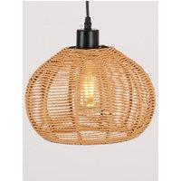 NIVOR 1 Light Rattan Farmhouse Bohemian Single Globe Pendant Ceiling Lamp in Brown