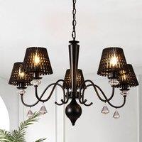 NIVOR 5 Light Dimmable Classic Traditional Crystal Chandelier in Black