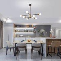 NIVOR 8 Light Sputnik Chandelier, Adjustable Black Gold Modern Pendant Light