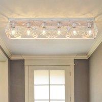 NIVOR 6 Light 115cm Metal Farmhouse Dimmable Flush Mount Ceiling Chandelier in White