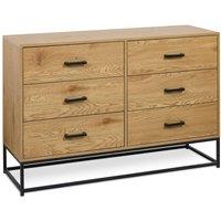Cheshire Ashford Light Oak Effect 6 Drawer Chest - Light Oak Effect & Black