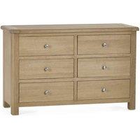 Cheshire Premium Hudson Limed Oak 6 Drawer Wide Chest - Limed Oak in Brown