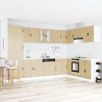 Berkfield Home Porto Sink Base Cabinet with Sink - Sonoma Oak, 80x46x84.5 cm, Made of Engineered Wood in Beige | Size: 80x46x84.5 cm