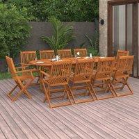 Berkfield Home 11 Piece Garden Dining Set Solid Acacia Wood in Brown