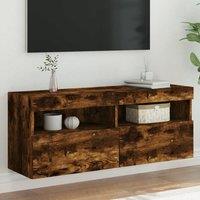 Berkfield Home TV Wall Cabinet with LED Lights Smoked Oak 100x30x40 cm in Brown | Size: 100 x 30 x 40 cm