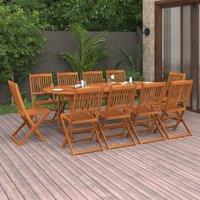 Berkfield Home 11 Piece Garden Dining Set Solid Acacia Wood in Brown