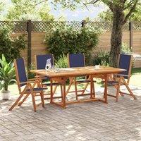 Berkfield Home 5 Piece Garden Dining Set Solid Wood Acacia & Textilene in Brown