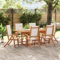 Berkfield Home 7 Piece Garden Dining Set Solid Wood Acacia & Textilene in Brown