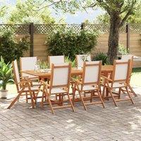 Berkfield Home 9 Piece Garden Dining Set Solid Wood Acacia & Textilene in Brown