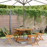 Berkfield Home 5 Piece Garden Dining Set Grey Poly Rattan & Solid Wood