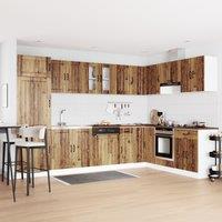 Berkfield Home Kitchen Cabinet 'Lucca' with Double Basins - Old Wood, Engineered Wood in Brown