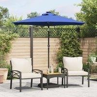 Berkfield Home Garden Parasol with LEDs & Steel Pole Azure Blue 225x225x212cm | Size: 225 x 225 x 212 cm