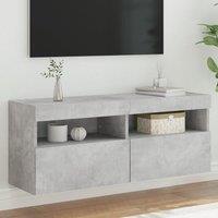 Berkfield Home TV Wall Cabinet with LED Lights Concrete Grey 100x30x40 cm | Size: 100 x 30 x 40 cm