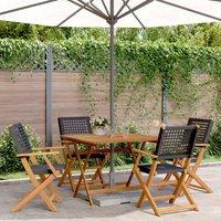 Berkfield Home 5 Piece Garden Dining Set Black Poly Rattan & Solid Wood