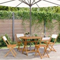 Berkfield Home 5 Piece Garden Dining Set Cream White Fabric & Solid Wood