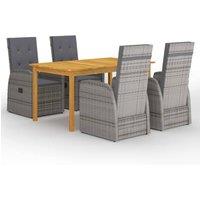 Berkfield Home 5 Piece Garden Dining Set with Cushions Grey Poly Rattan