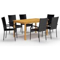 Berkfield Home 7 Piece Garden Dining Set Black