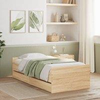 Berkfield Home Bed Frame with Drawers without Mattress Sonoma Oak 100x200 cm in Brown