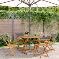 Berkfield Home 5 Piece Garden Dining Set Anthracite Fabric & Solid Wood in Black
