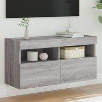 Berkfield Home TV Wall Cabinet with LED Lights Grey Sonoma 80x30x40 cm | Size: 80 x 30 x 40 cm
