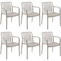 tectake Garden Chairs Alcudia in Taupe | Size: 6 Person
