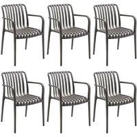 tectake Garden Chairs Alcudia in Dark Grey | Size: 6 Person