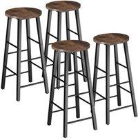 tectake Set Of Bar Stools Keynes Industrial Wood Dark, Rustic Set Of 4 in Brown