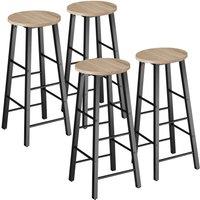 tectake Set Of Bar Stools Keynes Industrial Wood Light Set Of 4 in Light Oak