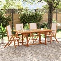 Berkfield Home 5 Piece Garden Dining Set Solid Wood Acacia & Textilene in Brown