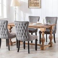 Modern Home Touch Sierra Lux Set of 4 Velvet Dining Chairs with Tufted Wing Backs in Grey | Size: 4 Pack