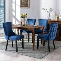 Modern Home Touch Sierra Lux Set of 4 Velvet Dining Chairs with Tufted Wing Backs in Blue | Size: 4 Pack