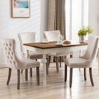 Modern Home Touch Sierra Lux Set of 4 Velvet Dining Chairs with Tufted Wing Backs in Beige | Size: 4 Pack