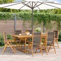 Berkfield Home 7 Piece Garden Dining Set Grey Polypropylene & Solid Wood