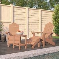 Berkfield Home Garden Adirondack Chairs with Footstool & Table HDPE Brown