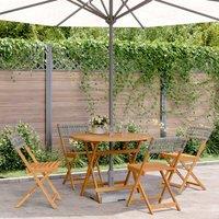Berkfield Home 5 Piece Garden Dining Set Grey Poly Rattan & Solid Wood