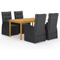 Berkfield Home 5 Piece Garden Dining Set with Cushions Black Poly Rattan