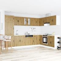 Berkfield Home Kitchen Cabinet "Lucca" with Double Basins - Artisan Oak, Made from Engineered Wood in Brown