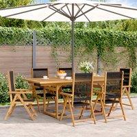 Berkfield Home 7 Piece Garden Dining Set Black Polypropylene & Solid Wood