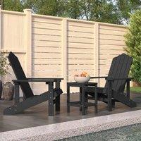 Berkfield Home Garden Adirondack Chairs with Table HDPE Anthracite in Black