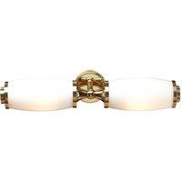 Netlighting Eliot 2 Light Bathroom Twin Wall Light Polished Brass IP44 G9 in Yellow