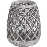 Love Lace Large Conical Ceramic Lattice Hurricane Lantern in Stone