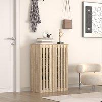 Home Source Shoe Storage Cabinet 2 Door with Adjustable Shelves Entryway Organiser in Brown