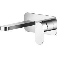 Balterley Current Round Wall Mount 2 Tap Hole Basin Mixer Tap, Back Plate Chrome in Silver
