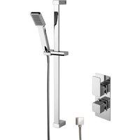 Balterley Empire Concealed Square Twin Valve Slide Rail Kit Shower Bundle in Silver