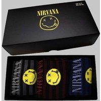 Nirvana Grunge Smile Stripes Ankle Socks Boxed Set in Black