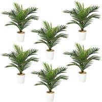 Leaf Pack of 6 x 50cm Artificial Mini Palm Tree in Green | Size: 6 x 50 cm