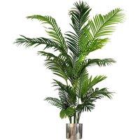 Leaf 180cm Artificial Palm Tree Extra Large Silver Planter in Green
